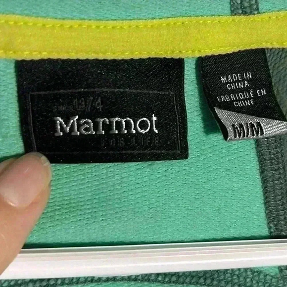 Marmot hooded sweatshirt jacket. Women’s Medium. Full zip. Teal and grey/green. - Picture 2 of 10